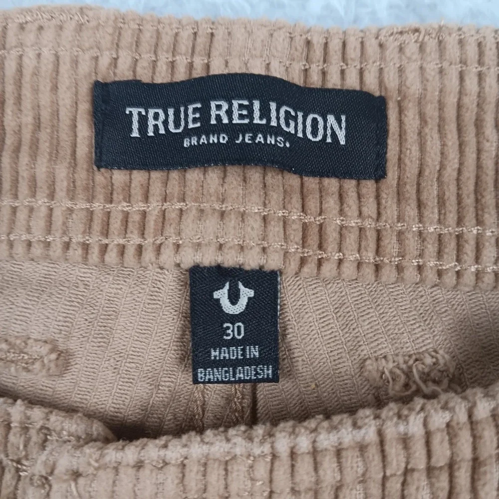 True Religion Cargo Pant Vintage Corduroy Mens 30 Tan Straight‎ Leg Horseshoe